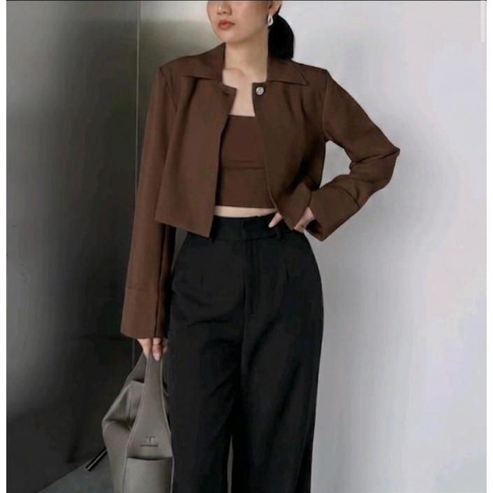 West Blazer Crop Outer Women | เสื้อครอปผู้หญิง Matt Semiwool Premium