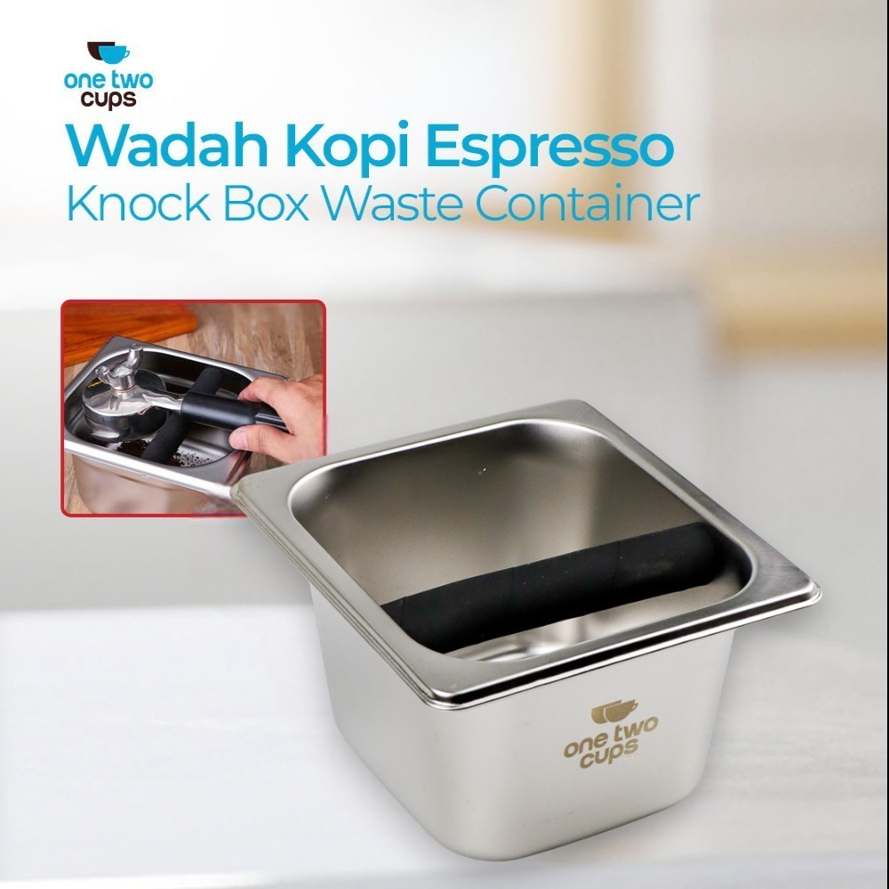 One Two Cups Espresso Coffee Grounds Container Knock Box Container M - KB3 - สีเงิน