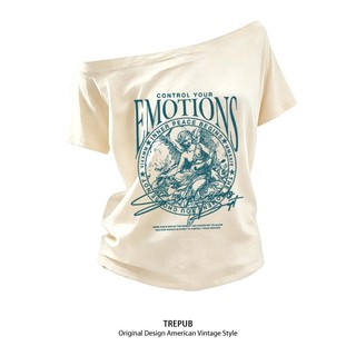 TREPUB. Sabrina T-shirt Oversize off-the-shoulder EMO Baju Kaos Korean Style | Pria Wanita /393