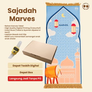 MARVES Sajadah Anak GRATIS Custom Nama (LANGSUNG JADI) Perempuan dan Laki laki Tebal Busa Anti Air