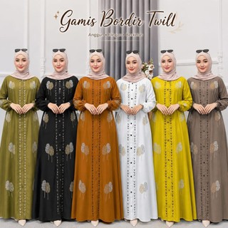 GAMIS TWILL ORI BORDIR BUNGA TERBARU - GAMIS WANITA MUSLIMAH - GAMIS BORDIR GAMIS TERBARU - GAMIS SIMPEL ELEGANT