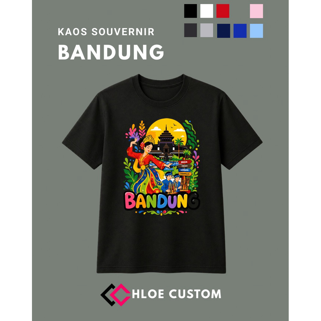 เสื้อยืดจาก Bandung, West Java, Bandung Animation Vector ของที่ระลึก Size S-3XL Unisex
