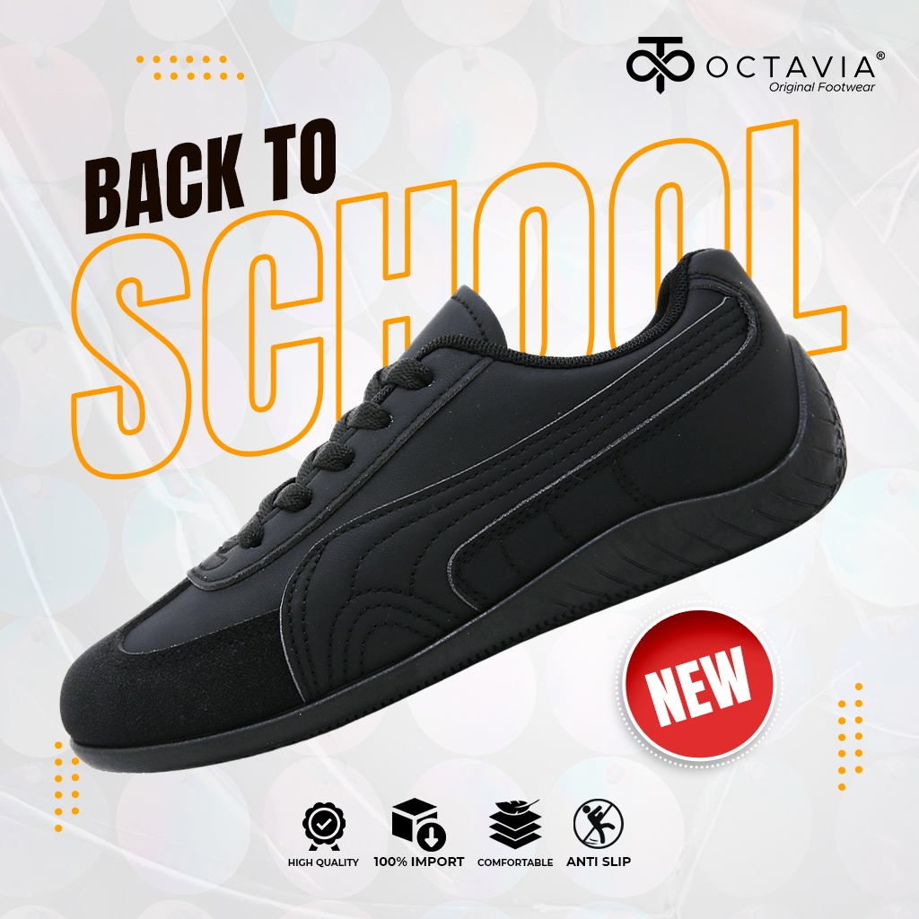 OCTAVEIA Black School Shoes AeroStride Black Shoes OC-AM17