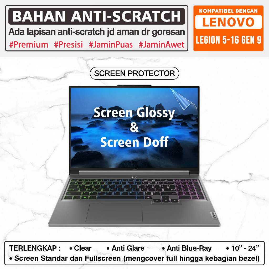 LAYAR ป้องกันหน้าจอ Guard ใช้งานร่วมกับ Lenovo Legion 5 5i-16 16IRX9 Gen 9 Glossy Doff Anti Blueray