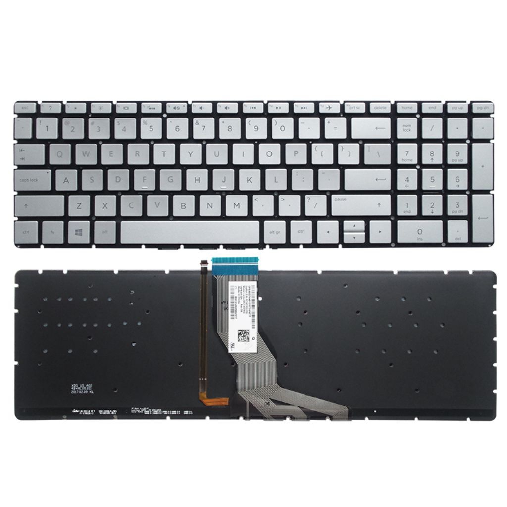 HP PAVILION 15S FQ 15S-FQ BLACK SILVER BACKLIT BACKLIGHT คีย์บอร์ดแล็ปท็อป