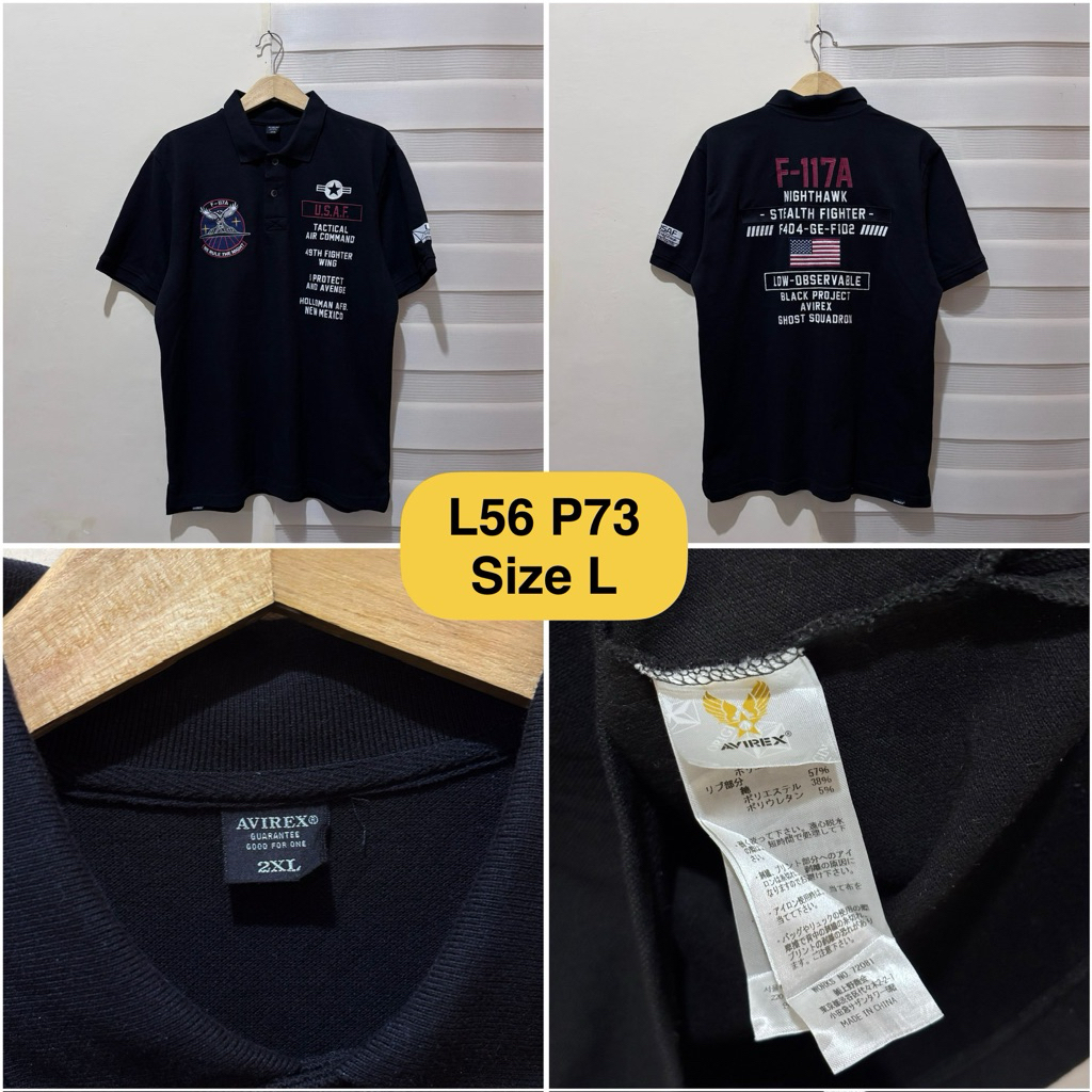 เสื้อโปโล Avirex สีดําดั้งเดิม