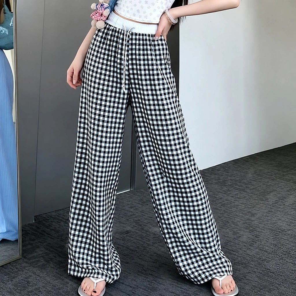 DOLLAR - ZER SIENA CULOT สไตล์เกาหลี ตรวจสอบแล้ว MOTIF WAIST TIE STRAP | กางเกง จิงฮาม
