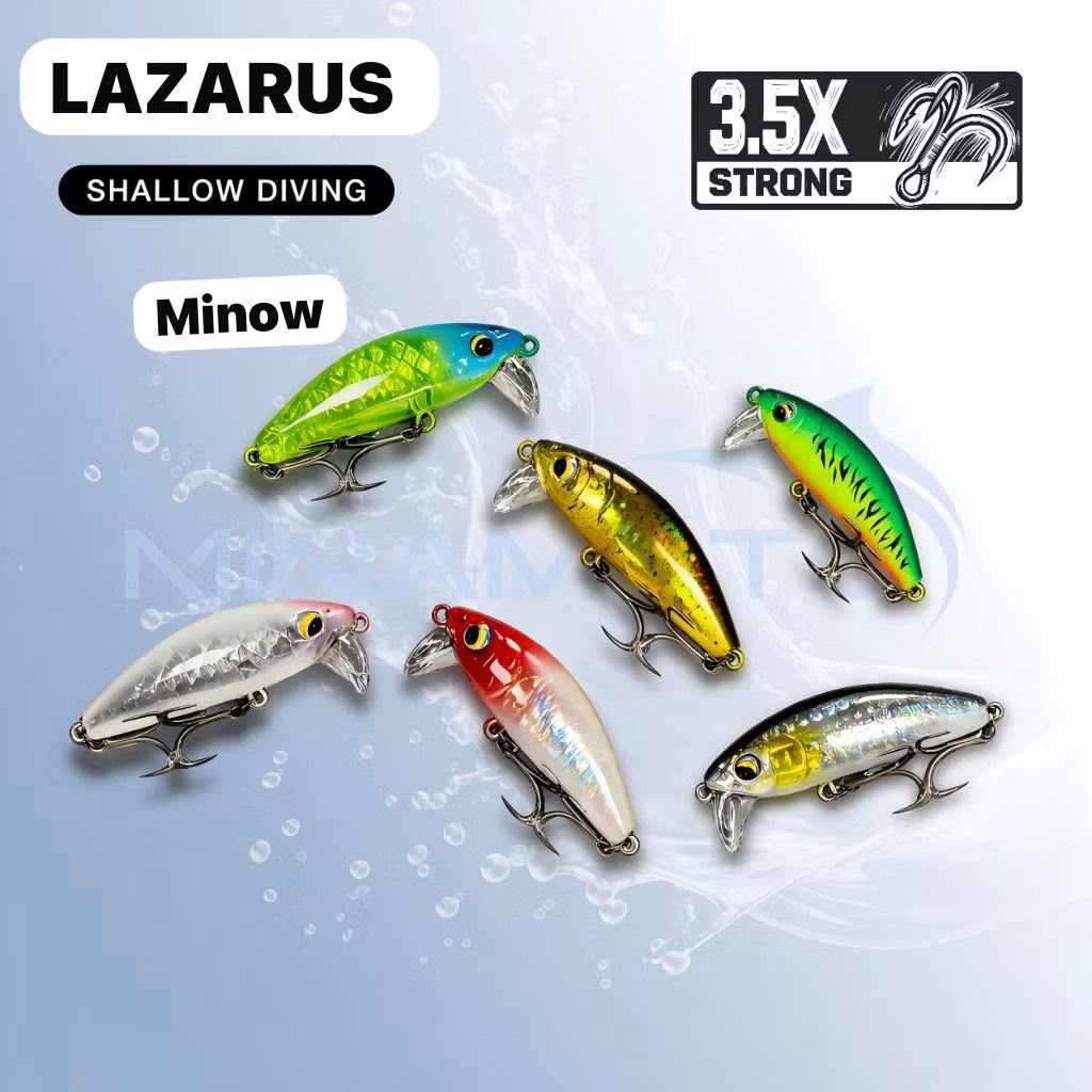 MINOW LAZARUS DESIGN LIP CONCAVE RATTLE INTERNAL - ANTI-STUCK SHALLOW DIVING