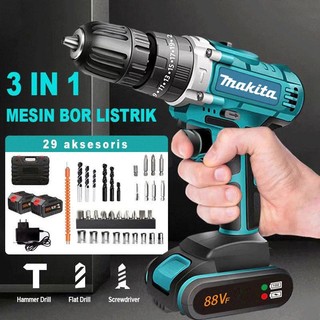 bor listrik 88vf Mesin bor 2baterai cas 10mm bor listrik murah bor tangan baterai besi tembok Beton kayu - Cordless Drill bor cas