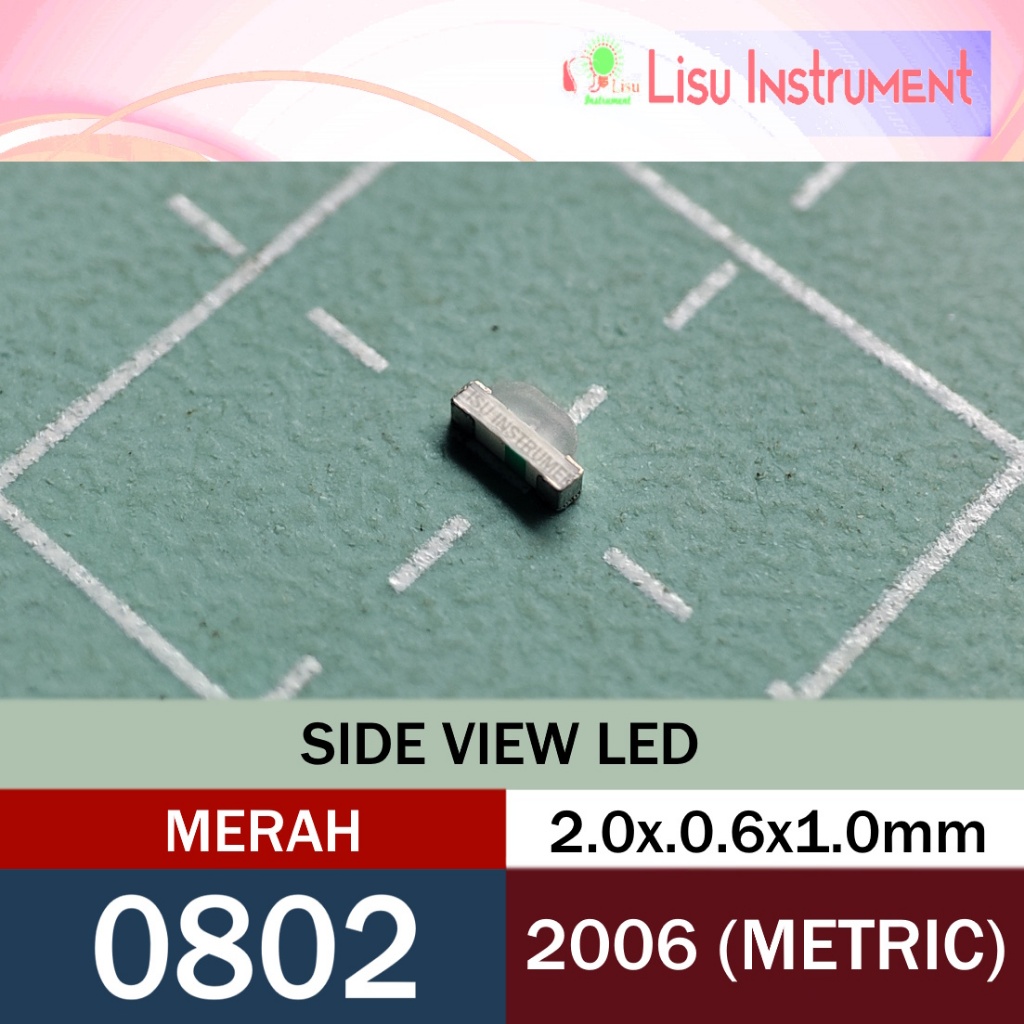 MERAH 0802 (2006 Metric) มุมมองด้านข้าง LED SMD 0805 RED