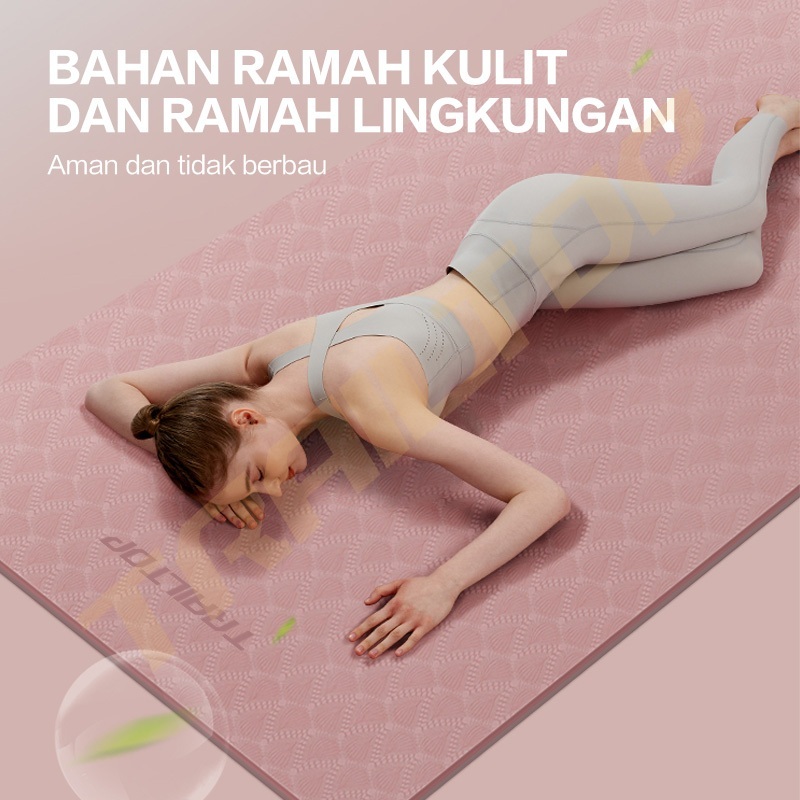 TPE TrailTop เสื่อโยคะพรีเมี่ยมเสื่อกันลื่นกีฬาหนา 6/8 มม.