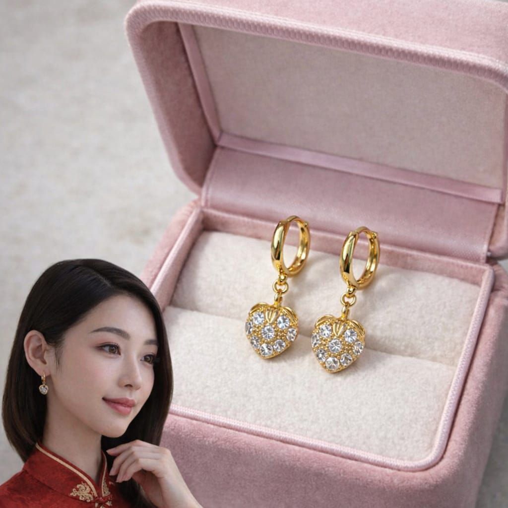 ต่างหูสตรอเบอร์รี่ Xuping ดั้งเดิม/ต่างหู Xuping ของแท้