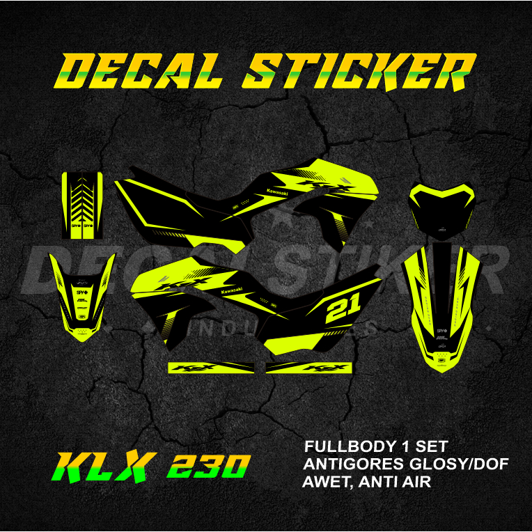 UNGU HIJAU MERAH DECAL STICKER KLX 230 FULLBODY (004) DECAL STICKER LX RS SE SM 2019 2020 2021 2022 