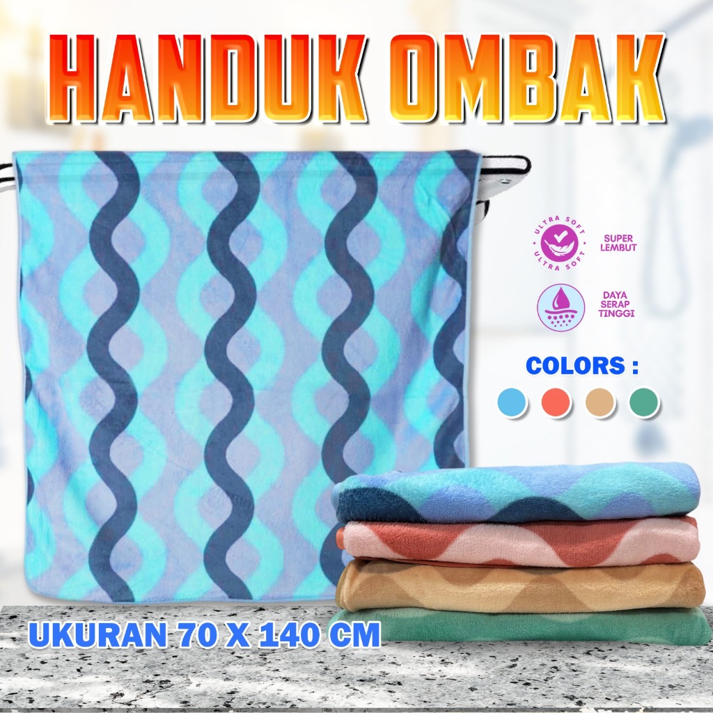 70x140 ผ้าขนหนูอาบน้ําไมโครไฟเบอร์ลายคลื่นนุ่ม 70x140 ผู้ใหญ่ดูดซับน้ํา