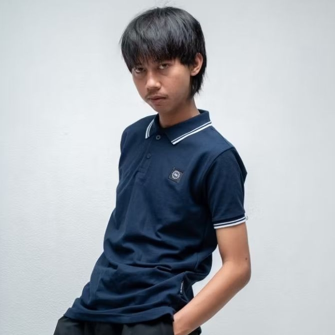 TROUBMAKER UNISEX POLOSHIRT - BIANCO NAVY - SHORTSLEEVE