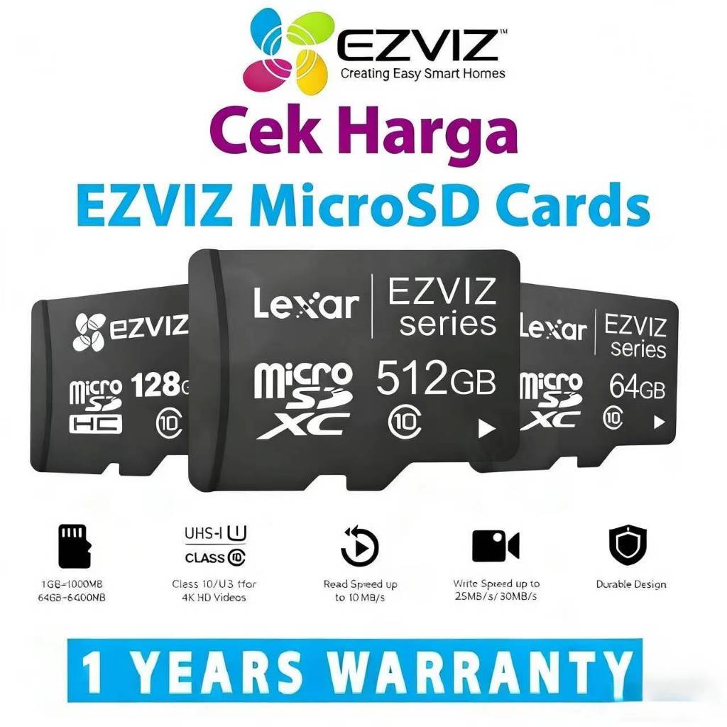 Lexar Official Store ID Ezviz Smart Micro SD TF การ์ดหน่วยความจํา Mini Class 10 U3 A2 V30 ความเร็วสู