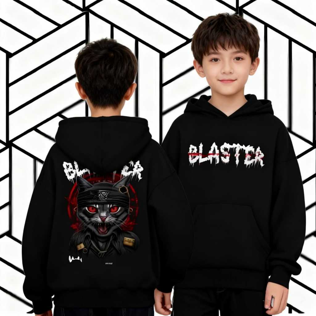 Unisex สีดํา Blaster Ninja Balakalava เด็กซิป Hoodie