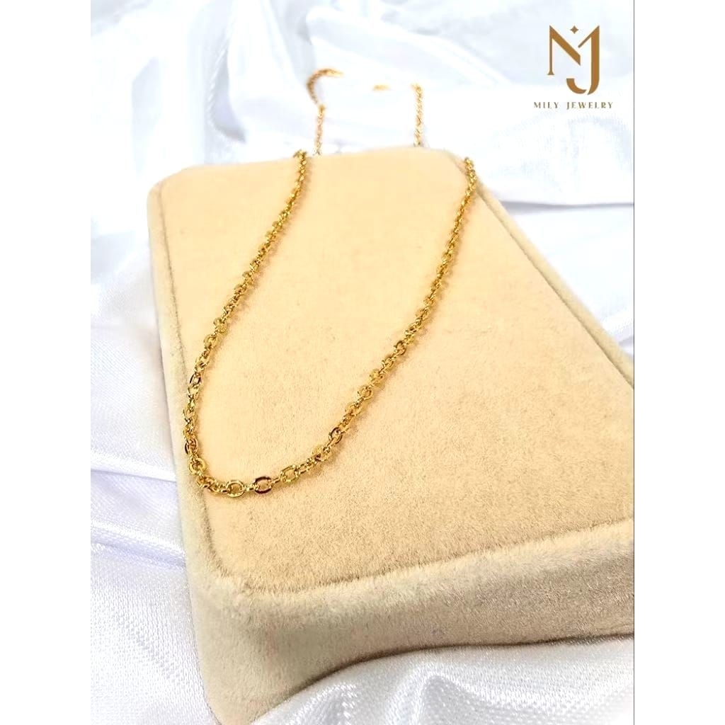 Mily Jewelry สร้อยคอโซ่ Nori ธรรมดา 45 ซม. ชุบทอง 18k (404) / เฉพาะสร้อยคอไม่มีกล่อง