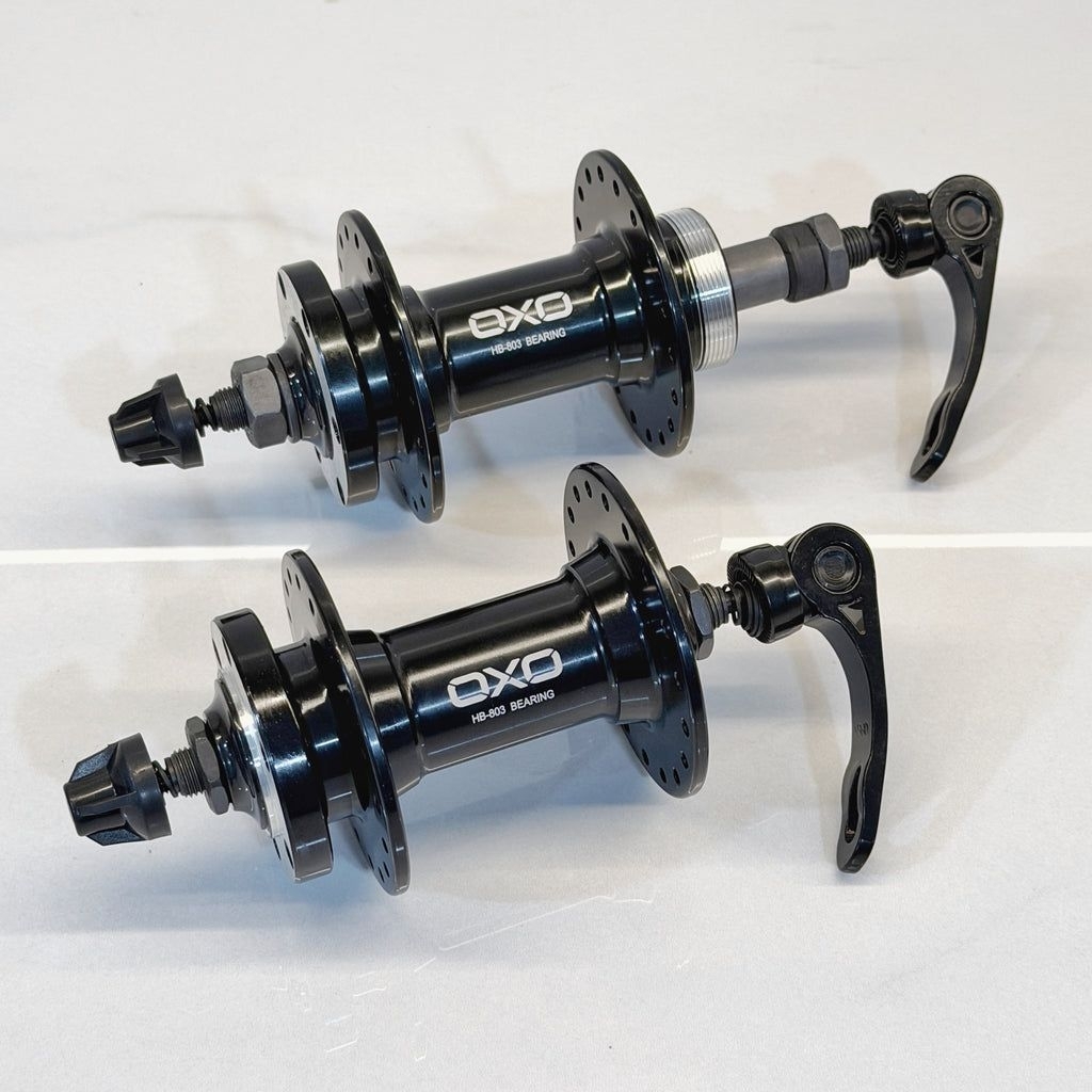 OXO HB-803 Hub Set Bearing 36 Hole Disc เบรค QR - ดุมหน้าและหลังสําหรับจักรยาน MTB แบบพับได้ 36H สีดํา
