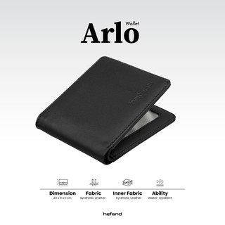 Hefand - Dompet Pria Arlo Hitam Coklat Dompet Kulit Pu Wallet Pendek Lipat Premium