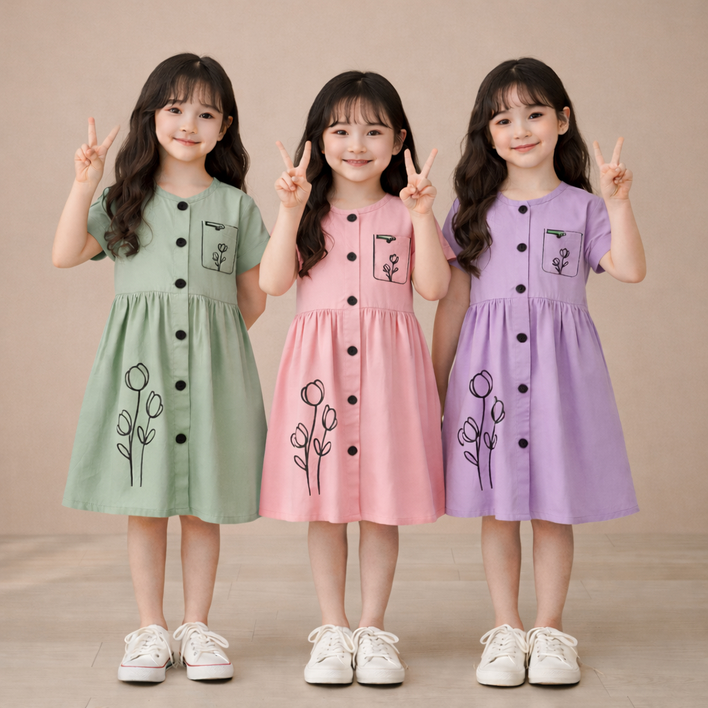 KATUN Yuffie - Felora Dress - ชุดเดรสผ้าฝ้ายน่ารักสําหรับเด็กผู้หญิงอายุ 1-8 ปี 4450