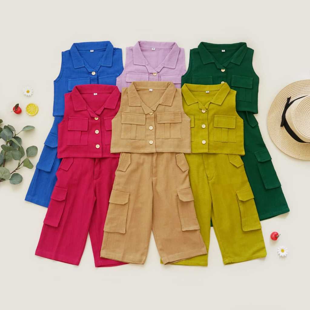 CHILDRENS CARGO SUIT / CARGO VEST SET / GIRLS VEST SET