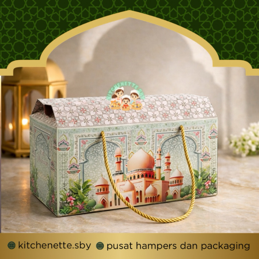 EID BOX THICK CARDBOARD BAG LEbaran BOX EID AL-FITR BOX DRY CAKE BOX CONTAINS 4 ROUND JARS 500GR EID