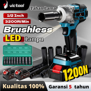 Victool Brushless Mesin Impact Wrench Baterai 1200NM Tanpa Kabel Kunci Pas Benturan Tanpa Sikat / Bor Tanpa Kabel/ Set Bor listrik Untuk Baut Otomotif Wrench