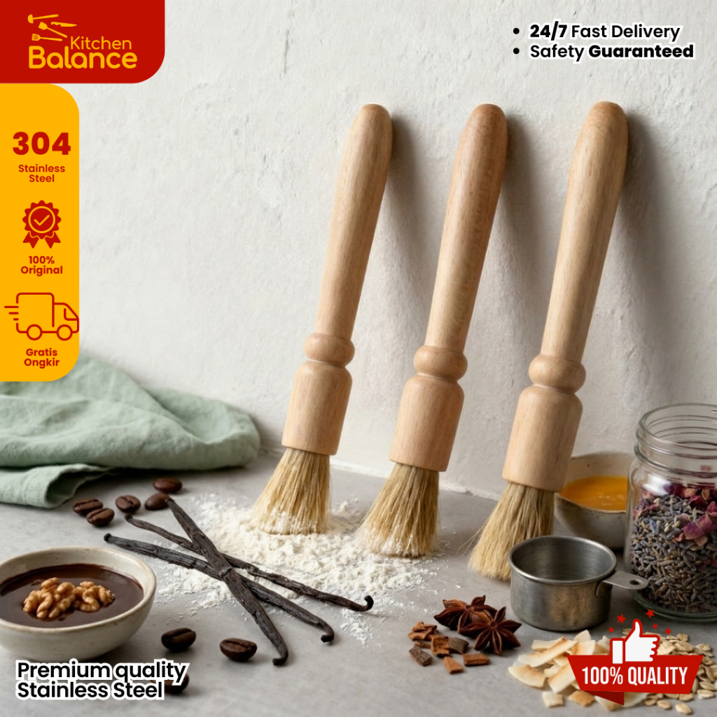 Kitchen Balance แปรงขนมไม้อเนกประสงค์ Premium & Food Grade Natural Cake Brush - SP