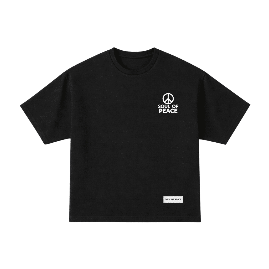SOUL OF PEACE - เสื้อยืดโอเวอร์ไซส์ Boxy Essential Black Peace