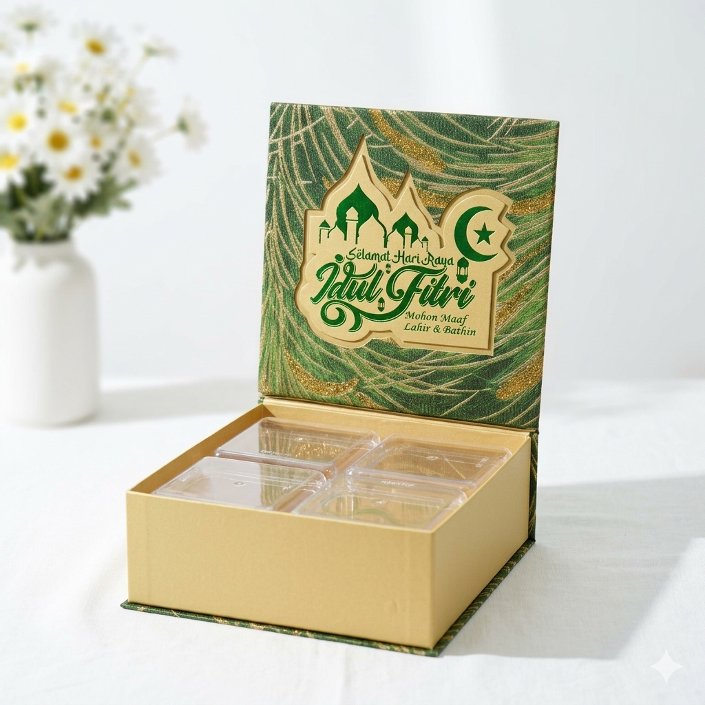 Exclusive Eid Hardbox 22x22x8 Eid Raming Robe Dampers Box 2026 Green Gold วอลล์เปเปอร์วัสดุ / Premiu