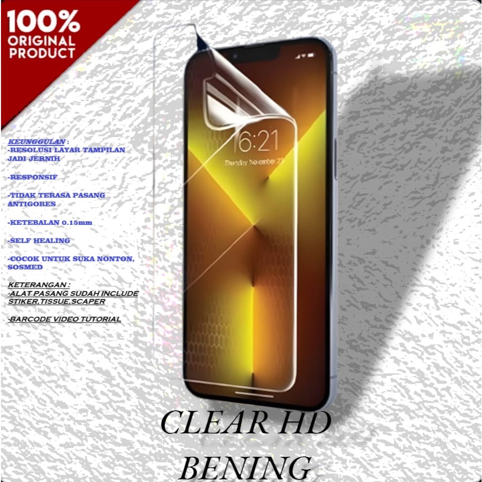 ไฮโดรเจลกันรอยขีดข่วน REALME GT 7T / NEO 7 TURBO / C71 / C73 / NARZO 80 PRO / REALME 1 / REALME 6I / REALME 6S / REALME 9I / REALME C1 / REALME C3 / REALME U1 / REALME REALME X / REALME XT / REALME X2 / REALME X2 PRO - Glare Matte, Clear, Anti Blue