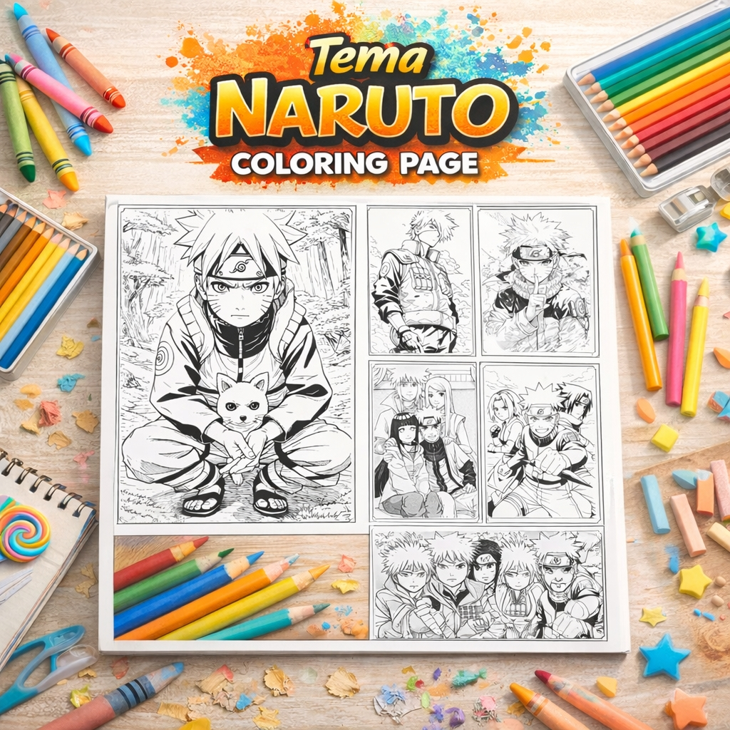 กระดาษระบายสีขนาด A5 & A4 20 แผ่น - NARUTO THEME