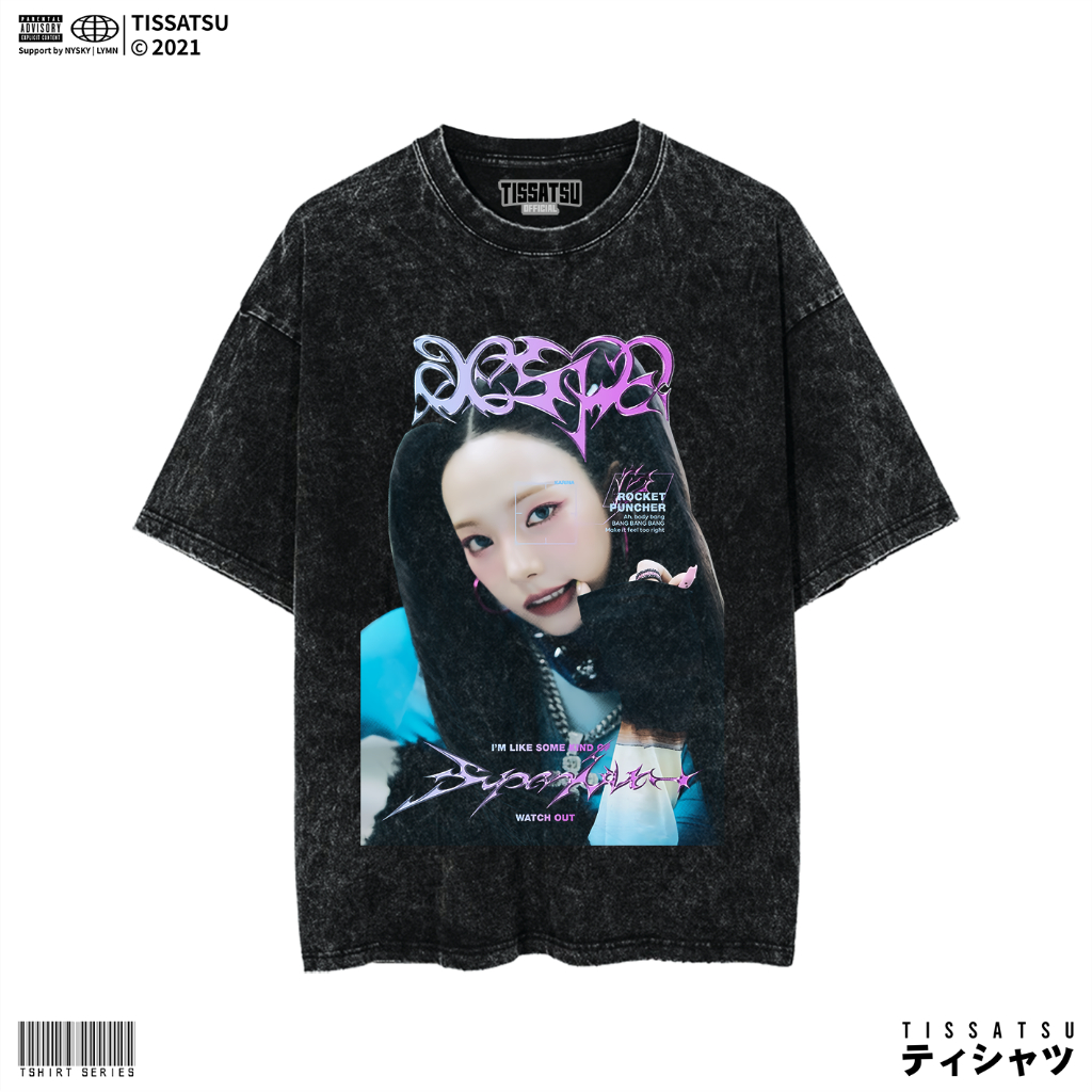 TISSATSU AESPA SUPERNOVA KARINA เสื้อยืด Oversize Washed / เสื้อยืด Kpop Wash Slimfit / AESPA-47