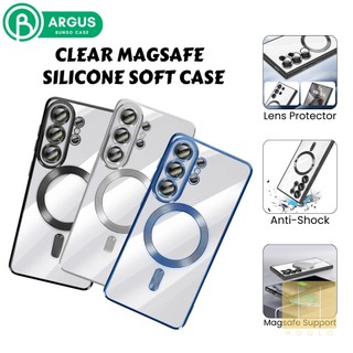 Bunso ARGUS Soft Case For Samsung Galaxy S26 Ultra Edge Plus FE S25 S24 S23 S22 5G Clear Magsafe Plating Slim Cover SoftCase Casing Silicone Premium Lens Glass Protector S26Ultra S26Plus S25Ultra S25FE S25Edge S25Plus S24Ultra S24FE S23Ultra S22Ultra