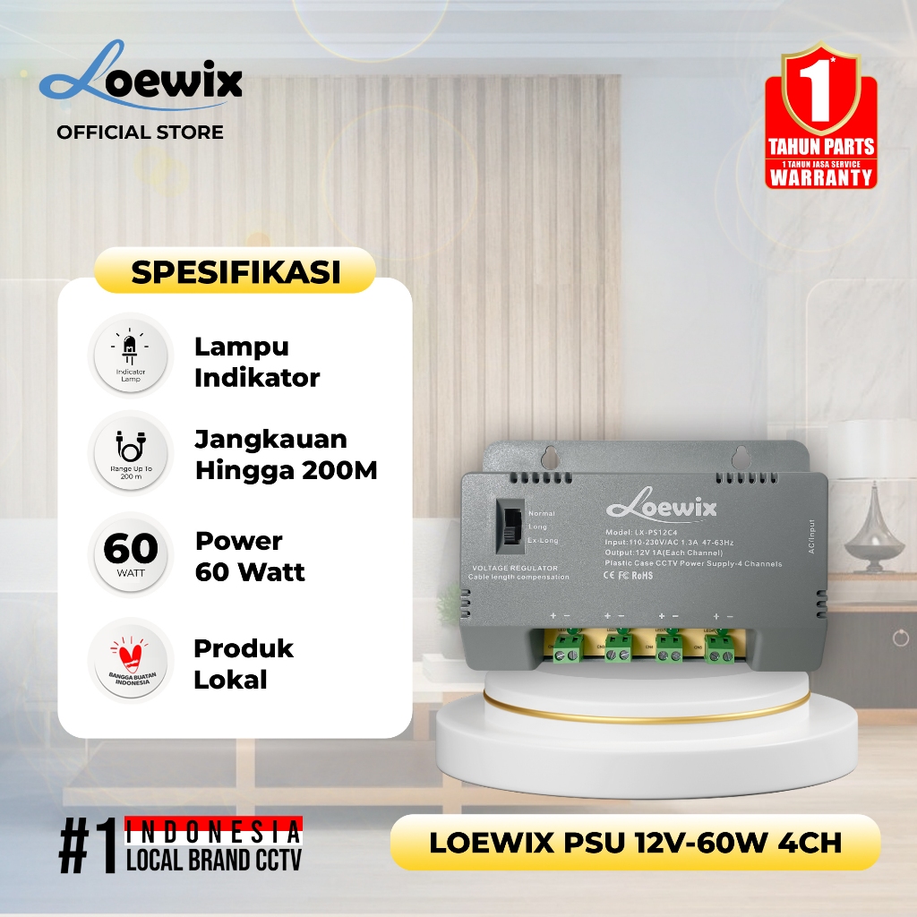 LOEWIX 12V Analog CCTV Power Supply Unit - 4CH, 8CH, 16CH PSU Power Supply Box - PSU-ANALOG