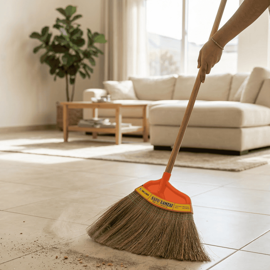 TIME CLEAN WOODEN STICK BROOM MELAMINE TC-028 80CM WOODEN HANDLE BROOM