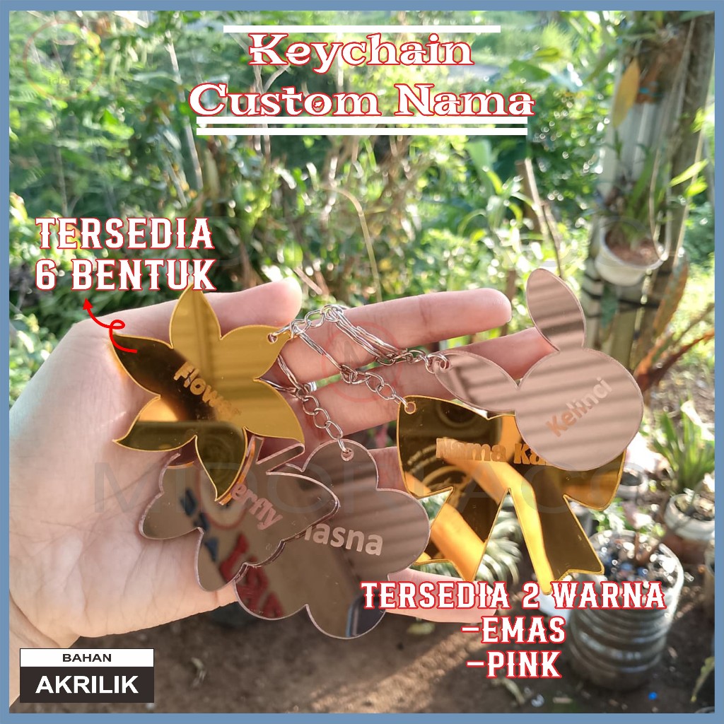 CUSTOM NAME KEYCHAIN/AESTHETIC MIRROR KEYCHAIN/CUTE KEYCHAIN