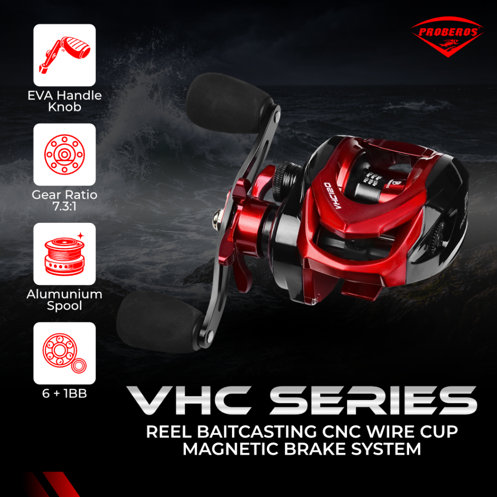 PROBEROS Reel BC CNC ถ้วยลวดเกียร์ อัตราส่วน 7.2:1 BB 3 + 1 ลากสูงสุด 8 KG ระบบเบรกแม่เหล็ก RP107