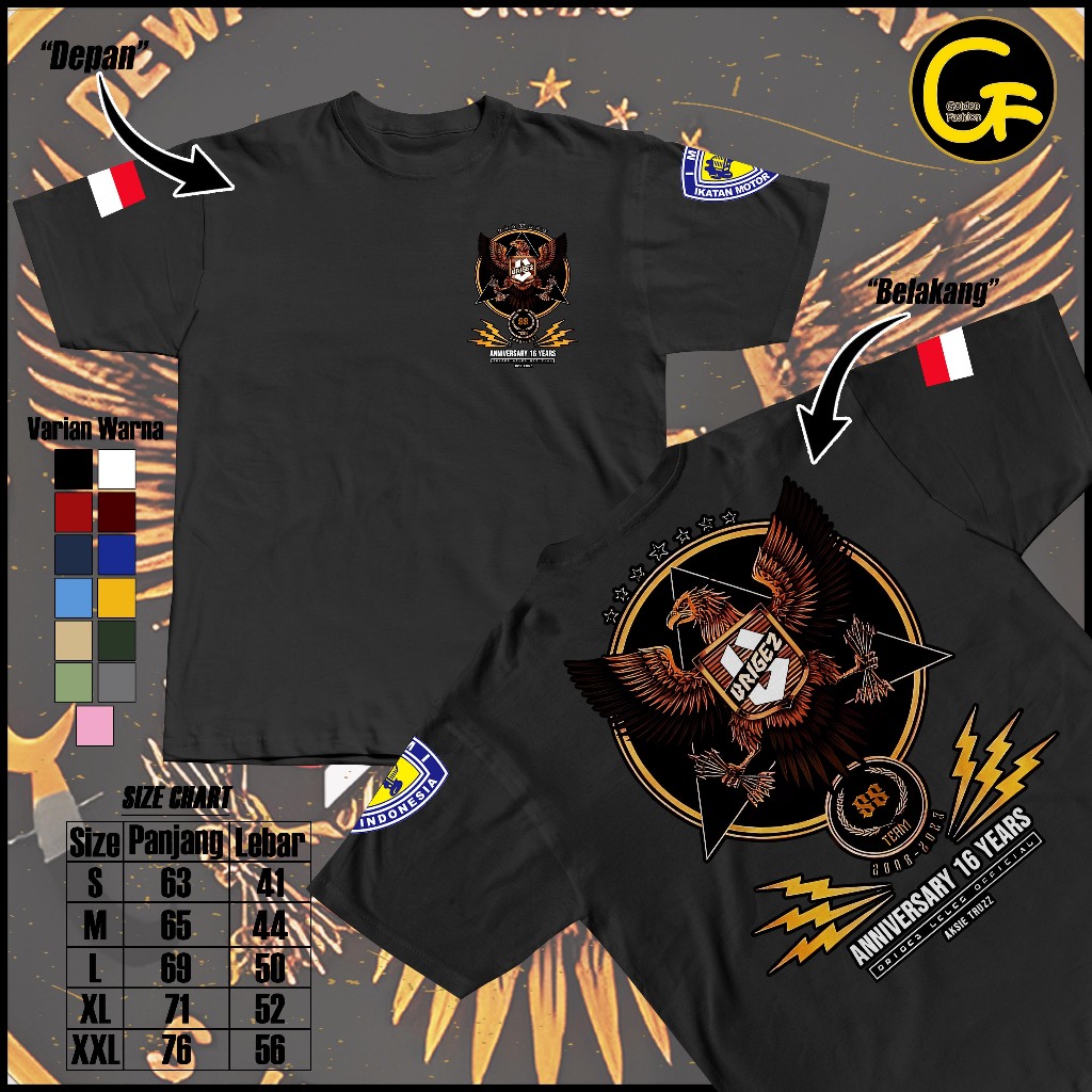 Brigez Indonesia Vol 3 เสื้อยืด Brigade Zeven Anniversary Words Cotton Combed 30s DTF ผู้ใหญ่ผู้ชายผ