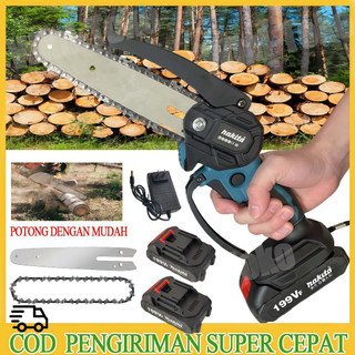 Chainsaw 6/8 inch Cordless Gergaji Pemotong Kayu Gergaji Listrik 2 Baterai Handheld Chain Saw Gergaji Mini Portabe