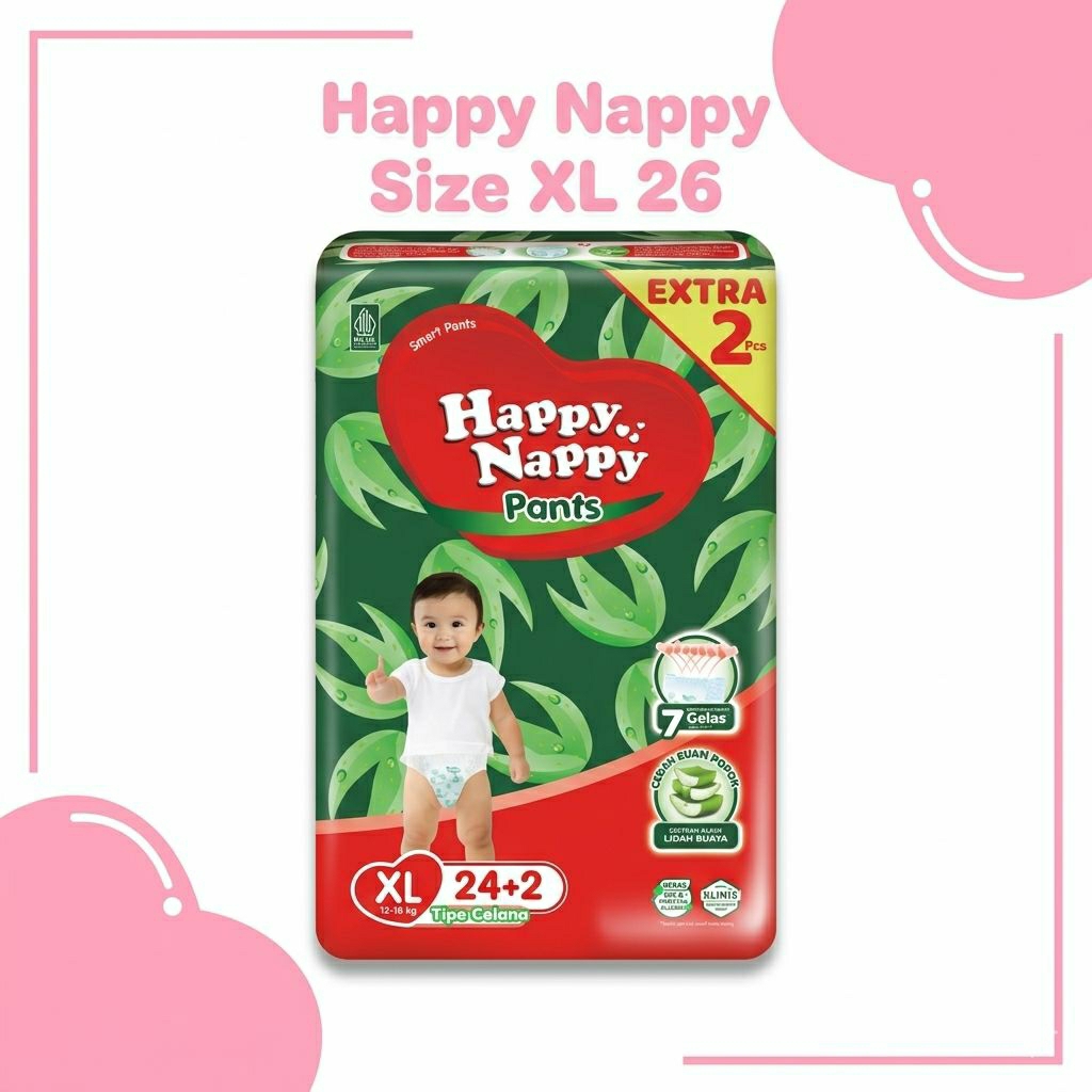 HAPPY NAPPY SMART PANTS ผ้าอ้อมเด็ก XL 24 + 2 ชิ้น
