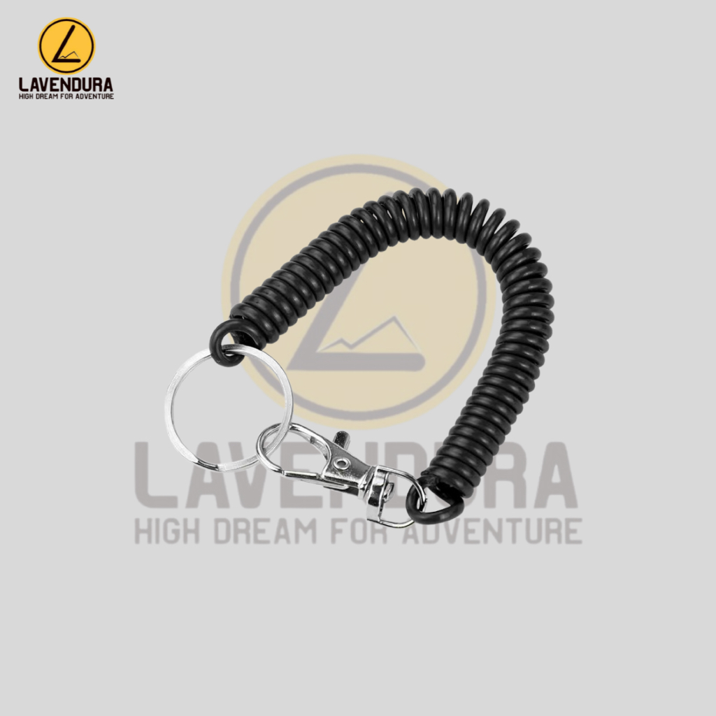 GANTUNGAN Carabiner QuickdrawเชือกCarabinerพร้อมพวงกุญแจฤดูใบไม้ผลิยาวยืดหยุ่นกลางแจ้งEDCอเนกประสงค์