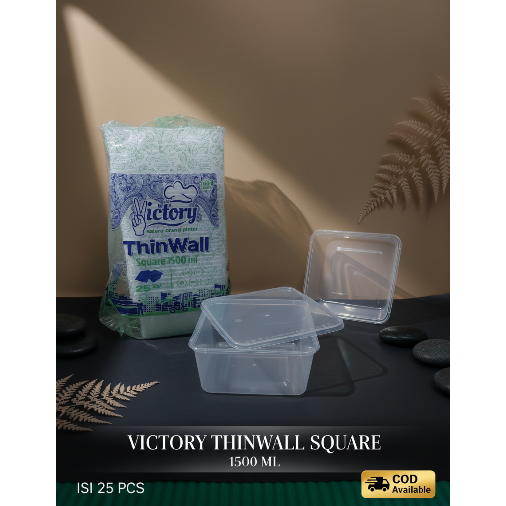 (25 ชิ้น) Victory Thinwall SQUARE 1500ml / กล่อง Thinwall / กล่องข้าว