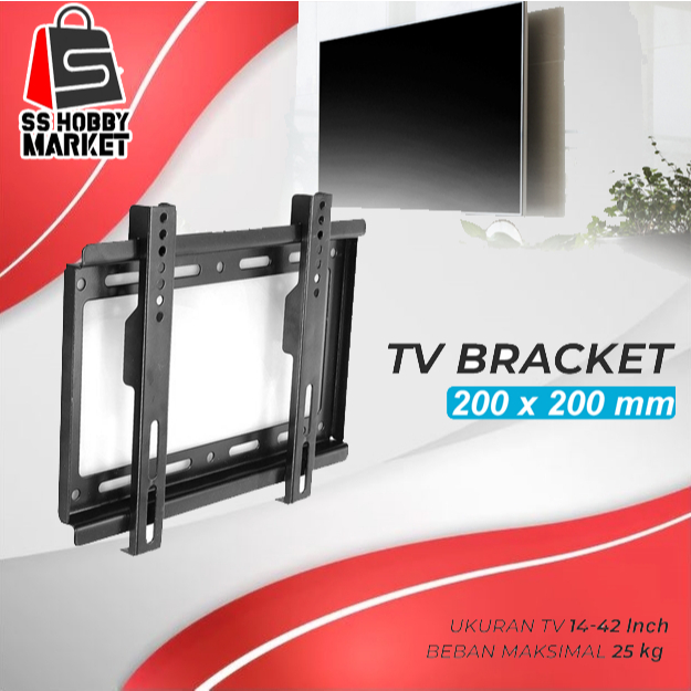 14-42 นิ้วคงที่ VESA 200x200 Wall TV Bracket โหลด 25 กก. LCD LED SONY LG SAMSUNG CHANGHONG XIAOMI
