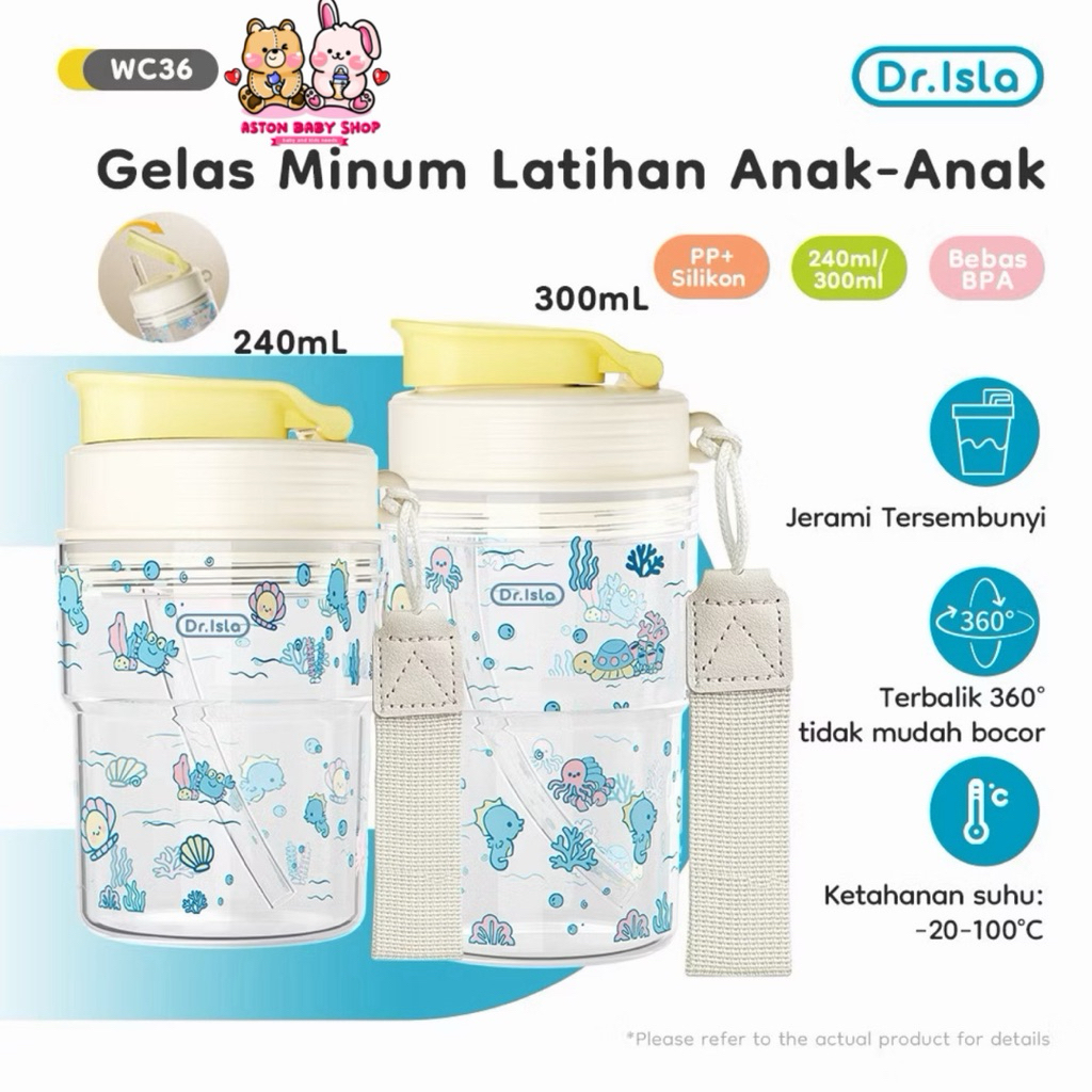 Dr Isla Children Sipping Training Cup 240ml / 300ml WC36/WC37 - ถ้วยฟางเด็ก - ขวดดื่มสําหรับเด็ก
