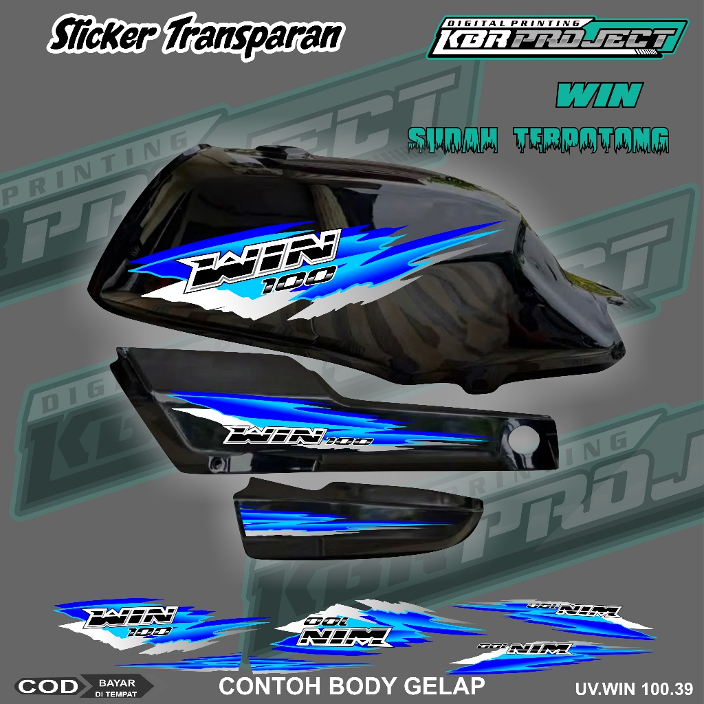 WIN 100 COOL PREMIUM TRANSPARENT STRIPING สติ๊กเกอร์ HONDA RACING VARIATION LINE 39 CUT