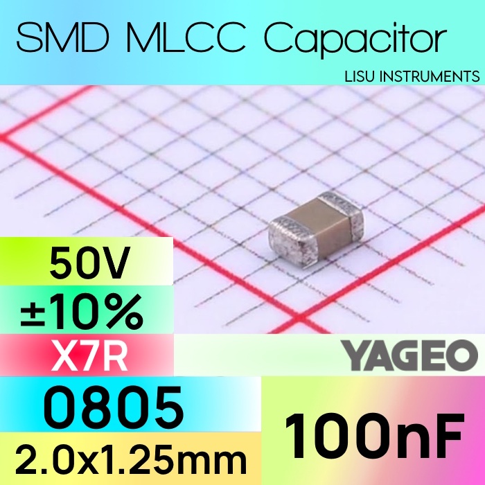 100nF ±10% 50V X7R 0805 2012(มม.) ตัวเก็บประจุ SMD CC0805KRX7R9BB104 YAGEO