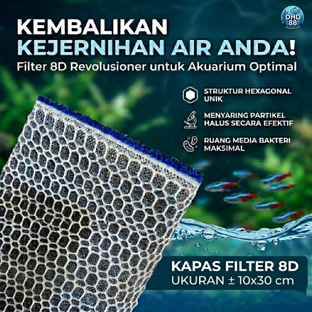 8D AQUARIUM FILTER COTTON/FOAM, ±10ซม. x 30ซม.