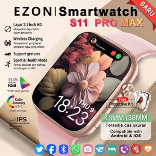 EZON-Samrt watch S10 Pro Max|S10 Mini Original with 1.81" |1.49"HD AMOLED Display GPS NFC Waterproof Bluetooth Call Smartwatch wanita pria wireless charging Dan Ganti Wallpapper Jam Tangan Smartwatch Jam Tangan Wanita